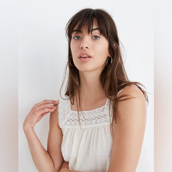 Madewell Crochet Tie-Back Tank Top in Cloud Lining ivory cream - Picture 4 of 9